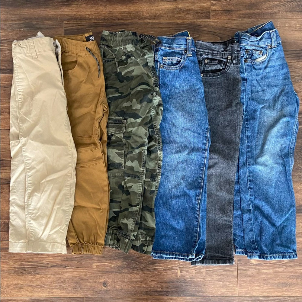 Assorted Pants Collection - Beige, Brown, Camouflage, Blue, Black